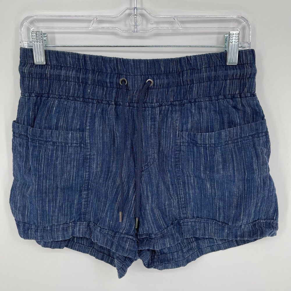 Athleta Women's Blue Cabo Drawstring Linen Textured Beach Casual Shorts Size 0